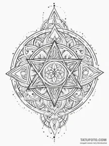 Tattoo sketch pentagram in a circle, tattoo l... - эскиз тату (№1756116136_0, 25.08.2025 10:02) — Tatufoto.com