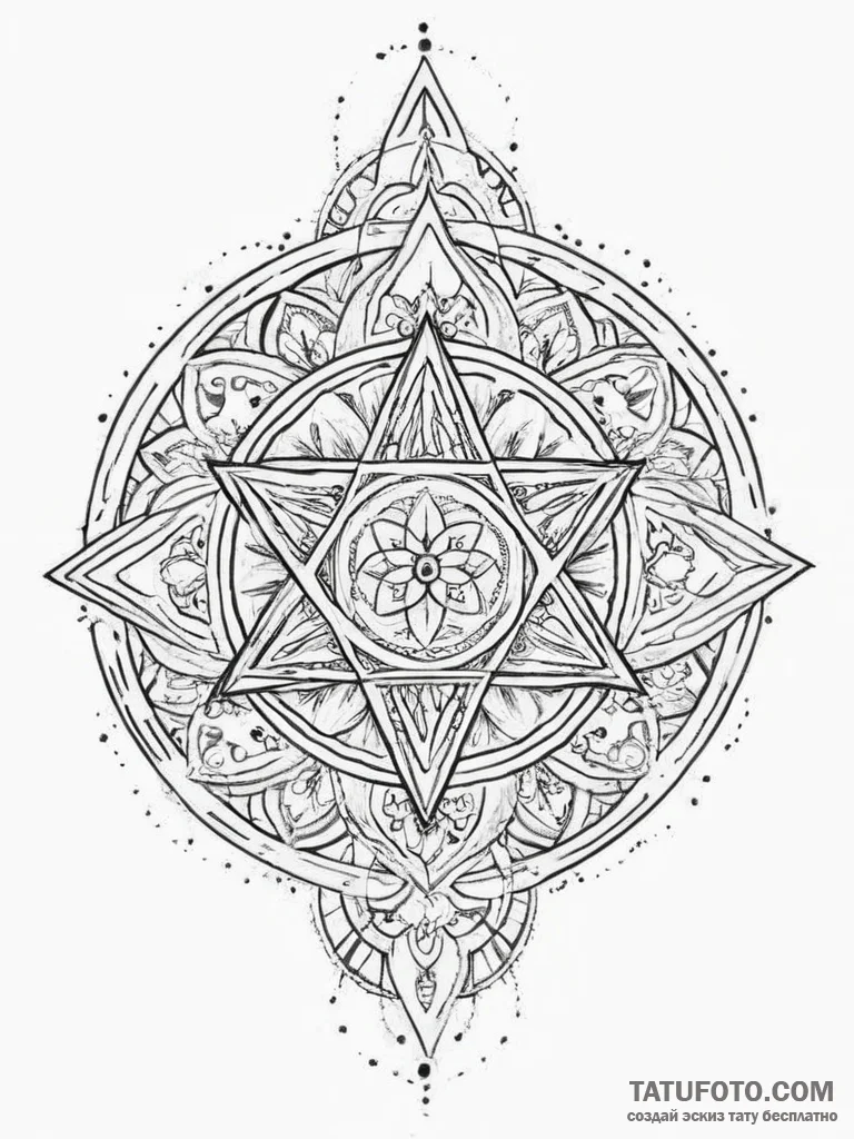 Tattoo sketch pentagram in a circle, tattoo l... - эскиз тату (№1756116136_0, 25.08.2025 10:02) — Tatufoto.com