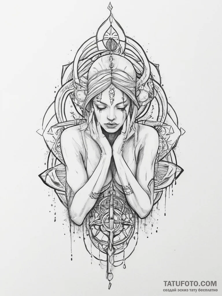 Tattoo sketch sacred pain - эскиз тату (№1756118107_0, 25.08.2025 10:35) — Tatufoto.com