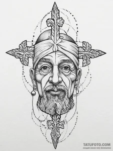 Tattoo sketch blessed master, ink illustratio... - эскиз тату (№1756118696_0, 25.08.2025 10:44) — Tatufoto.com