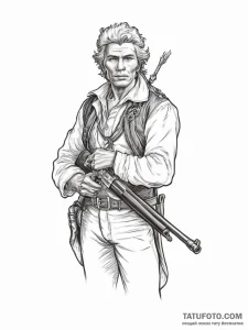 Tattoo sketch daniel boone with a rifle, tatt... - эскиз тату (№1756118892_0, 25.08.2025 10:48) — Tatufoto.com