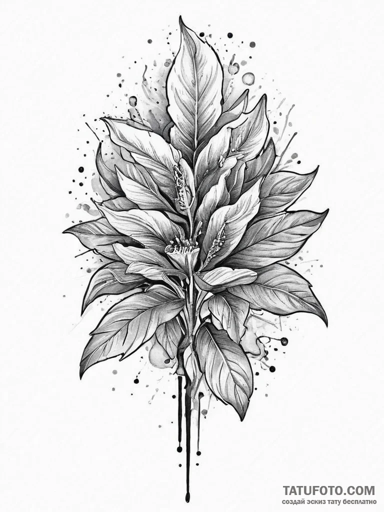 Tattoo sketch comfrey, concept art for tattoo... - эскиз тату (№1756120075_0, 25.08.2025 11:07) — Tatufoto.com
