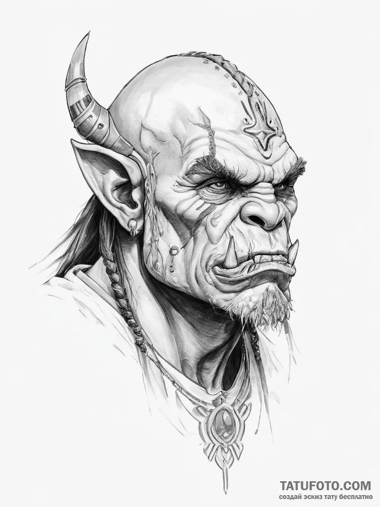 Tattoo sketch orc chieftain - эскиз тату (№1756120270_0, 25.08.2025 11:11) — Tatufoto.com