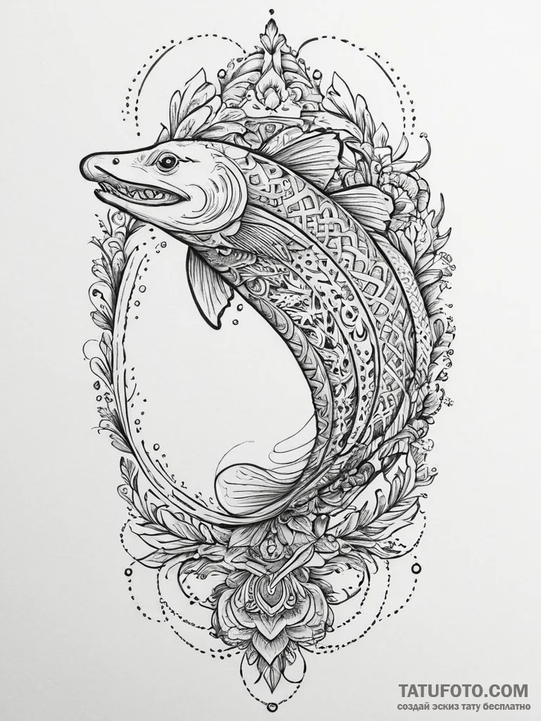 Tattoo sketch russian sturgeon, tattoo drawin... - эскиз тату (№1756121655_0, 25.08.2025 11:34) — Tatufoto.com