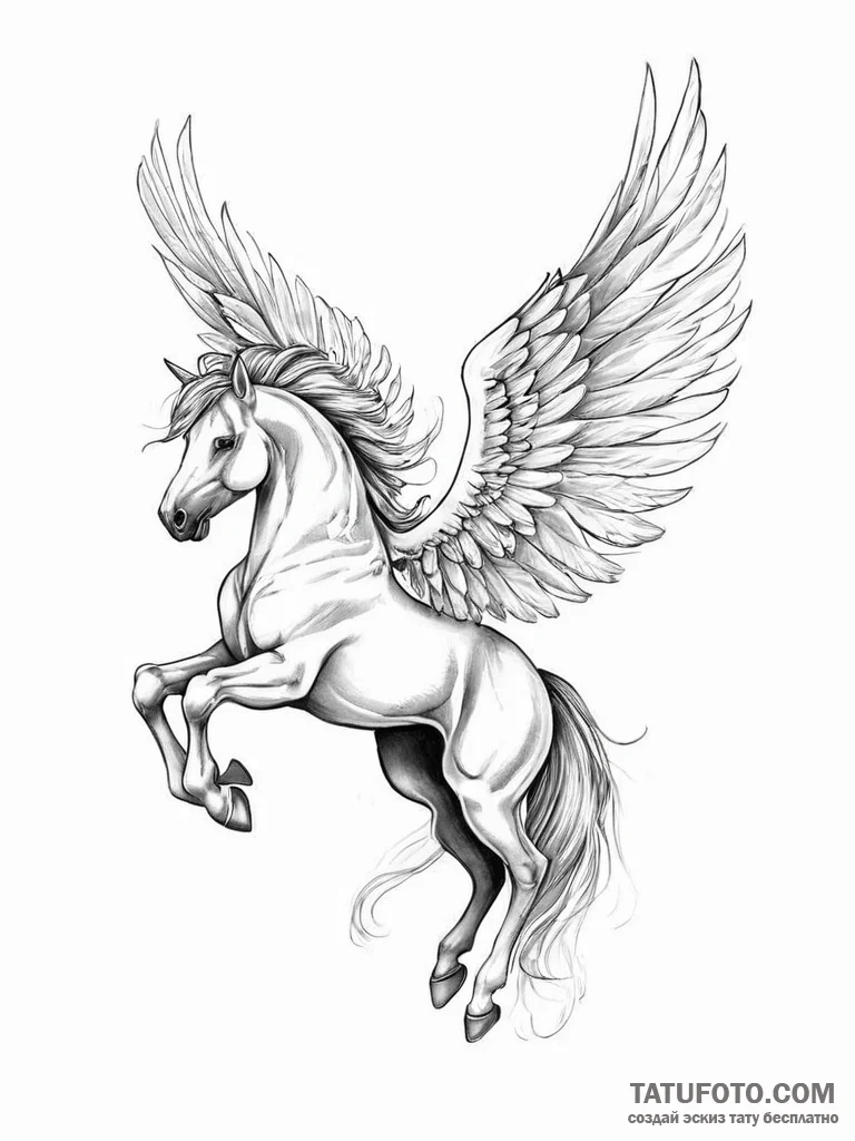 Tattoo sketch pegasus tattoo - эскиз тату (№1756122440_0, 25.08.2025 11:47) — Tatufoto.com