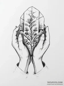 Tattoo sketch hands with a grave - эскиз тату (№1756124410_0, 25.08.2025 12:20) — Tatufoto.com