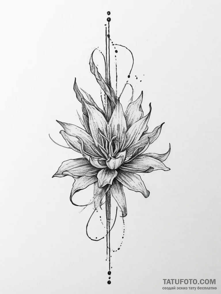 Tattoo sketch aloe vera flower, concept art f... - эскиз тату (№1756125000_0, 25.08.2025 12:30) — Tatufoto.com