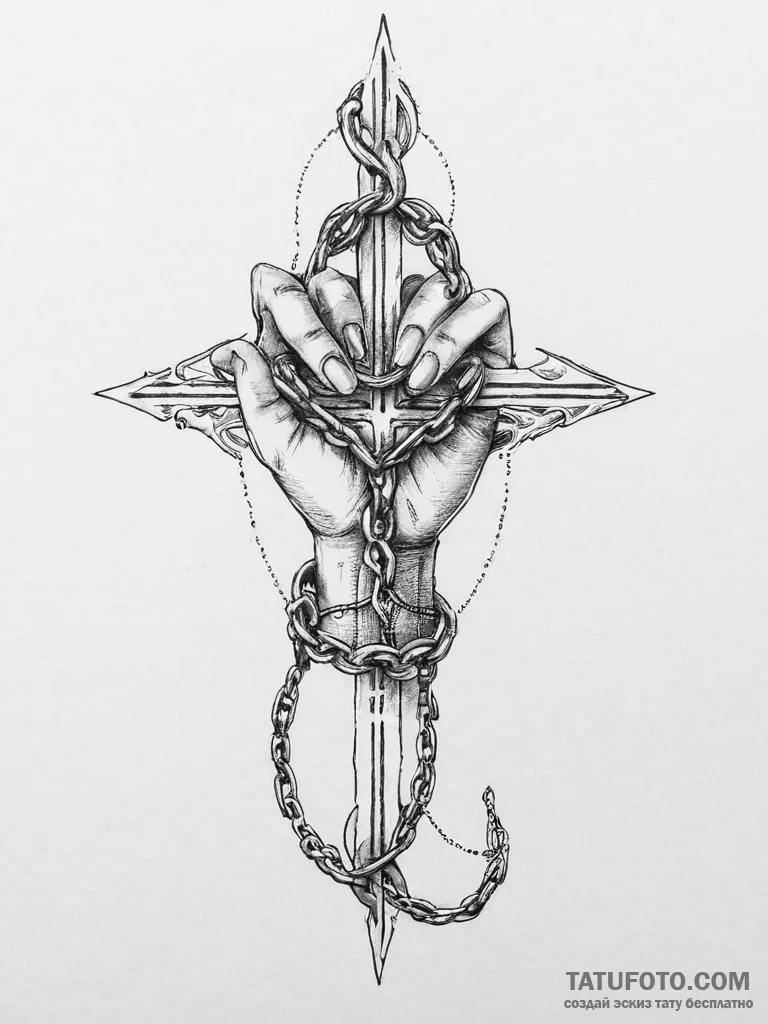 Tattoo sketch hands with a chain, artistic ta... - эскиз тату (№1756127597_0, 25.08.2025 13:13) — Tatufoto.com