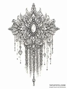 Tattoo sketch elegant comb with jewels, tatto... - эскиз тату (№1756129791_0, 25.08.2025 13:49) — Tatufoto.com