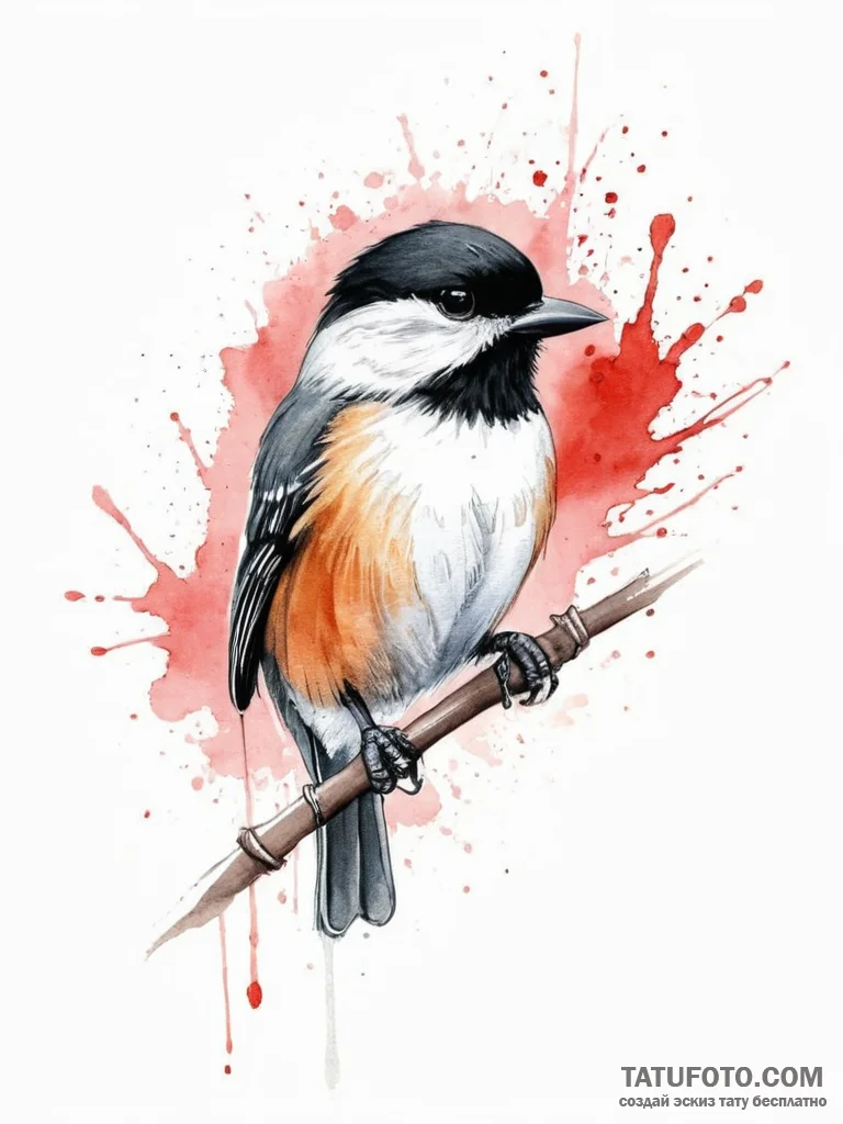 Tattoo sketch puns a chickadee that says "i'm... - эскиз тату (№1756131182_0, 25.08.2025 14:13) — Tatufoto.com
