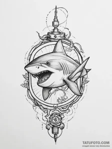 Tattoo sketch shark with a grenade - эскиз тату (№1756131378_0, 25.08.2025 14:16) — Tatufoto.com