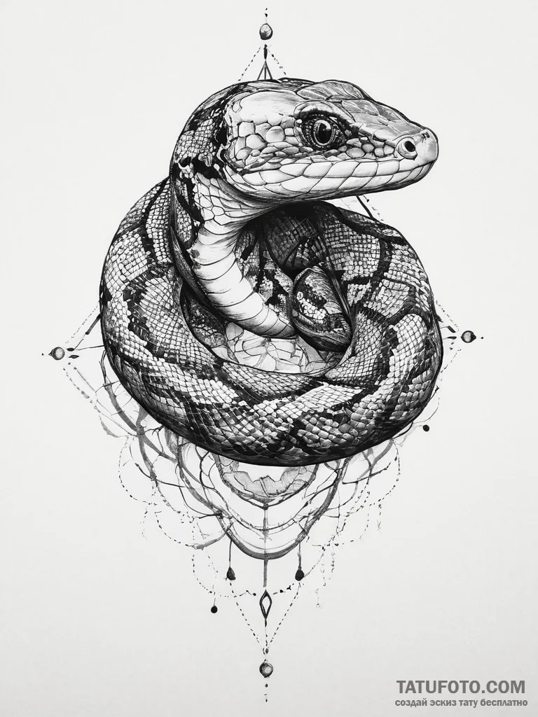 Tattoo sketch green tree python, tattoo drawi... - эскиз тату (№1756142527_0, 25.08.2025 17:22) — Tatufoto.com