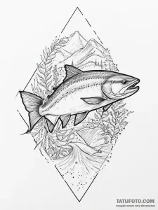 Tattoo sketch salmon - эскиз тату (№1756144478_0, 25.08.2025 17:54) — Tatufoto.com