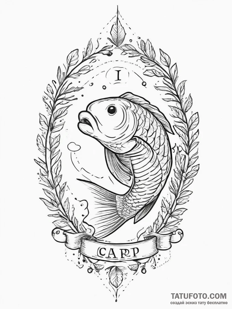 Tattoo sketch puns a carp that says "i'm a ca... - эскиз тату (№1756150886_0, 25.08.2025 19:41) — Tatufoto.com