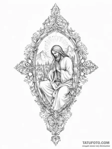 Tattoo sketch holy scene - эскиз тату (№1756151087_0, 25.08.2025 19:44) — Tatufoto.com