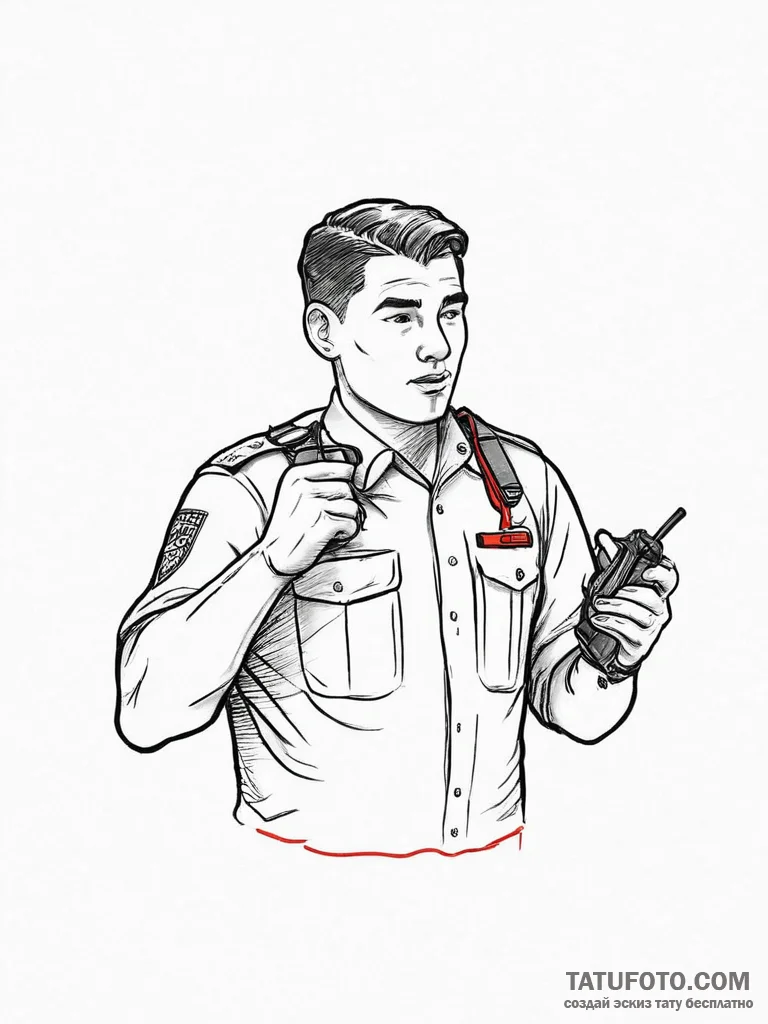 Tattoo sketch security guard a person with a... - эскиз тату (№1756151283_0, 25.08.2025 19:48) — Tatufoto.com