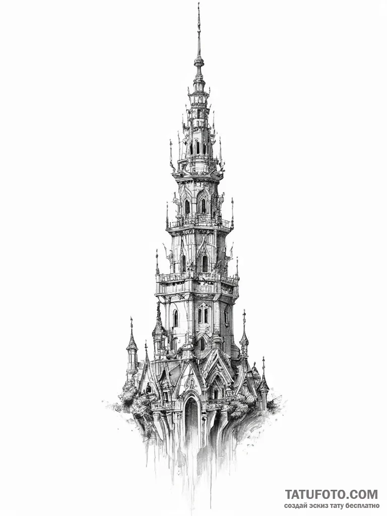 Tattoo sketch spire - эскиз тату (№1756152470_0, 25.08.2025 20:07) — Tatufoto.com