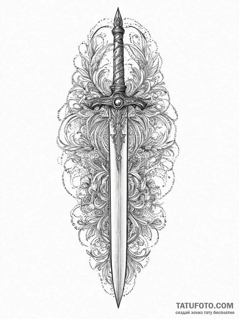 Tattoo sketch sword tattoo, concept art for t... - эскиз тату (№1756152860_0, 25.08.2025 20:14) — Tatufoto.com