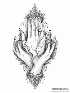 Tattoo sketch hands with a scroll - эскиз тату (№1756154046_0, 25.08.2025 20:34) — Tatufoto.com