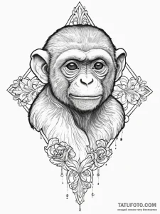 Tattoo sketch capuchin monkey, tattoo line ar... - эскиз тату (№1756156040_0, 25.08.2025 21:07) — Tatufoto.com