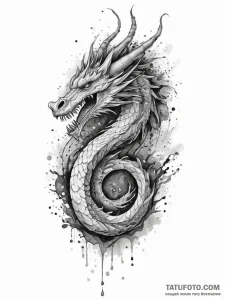 Tattoo sketch dragon with a quote, tattoo fla... - эскиз тату (№1756158232_0, 25.08.2025 21:43) — Tatufoto.com