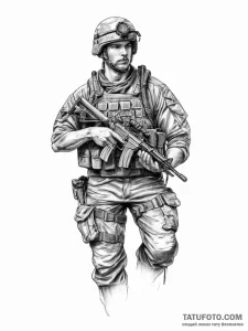 Tattoo sketch soldier with a key - эскиз тату (№1756158431_0, 25.08.2025 21:47) — Tatufoto.com