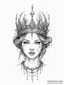 Tattoo sketch dragon queen crown, tattoo draw... - эскиз тату (№1756159816_0, 25.08.2025 22:10) — Tatufoto.com