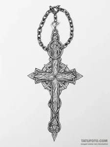 Tattoo sketch cross with a chain, tattoo line... - эскиз тату (№1756160655_0, 25.08.2025 22:24) — Tatufoto.com