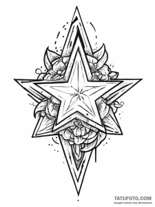 Tattoo sketch star with a date, tattoo drawin... - эскиз тату (№1756163270_0, 25.08.2025 23:07) — Tatufoto.com
