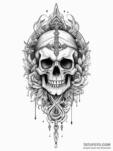 Tattoo sketch череп с рунами, artistic tattoo... - эскиз тату (№1756164501_0, 25.08.2025 23:28) — Tatufoto.com