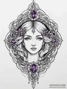 Tattoo sketch amethyst, artistic tattoo sketc... - эскиз тату (№1756164915_0, 25.08.2025 23:35) — Tatufoto.com