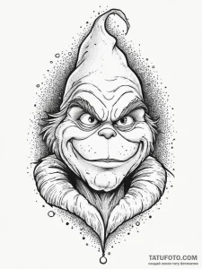 Tattoo sketch the grinch with a tail, ink ill... - эскиз тату (№1756167934_0, 26.08.2025 00:25) — Tatufoto.com