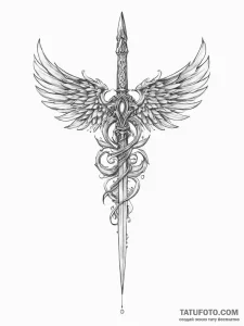 Tattoo sketch winged dagger - эскиз тату (№1756172563_0, 26.08.2025 01:42) — Tatufoto.com