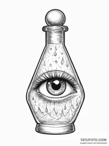 Tattoo sketch magic potion bottle with an eye - эскиз тату (№1756181651_0, 26.08.2025 04:14) — Tatufoto.com
