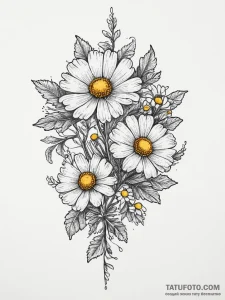 Tattoo sketch feverfew flower, tattoo sketch... - эскиз тату (№1756182458_0, 26.08.2025 04:27) — Tatufoto.com