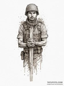 Tattoo sketch soldier with a knot, concept ar... - эскиз тату (№1756184677_0, 26.08.2025 05:04) — Tatufoto.com