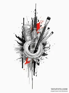 Tattoo sketch painting a paintbrush and a pal... - эскиз тату (№1756185670_0, 26.08.2025 05:21) — Tatufoto.com