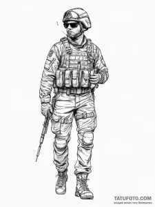 Tattoo sketch soldier with a pen, tattoo line... - эскиз тату (№1756187888_0, 26.08.2025 05:58) — Tatufoto.com