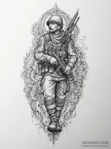 Tattoo sketch soldier with a pencil, concept... - эскиз тату (№1756188286_0, 26.08.2025 06:04) — Tatufoto.com