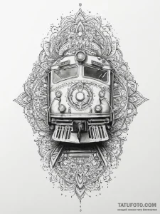 Tattoo sketch узор в виде поезда, tattoo line... - эскиз тату (№1756188897_0, 26.08.2025 06:14) — Tatufoto.com