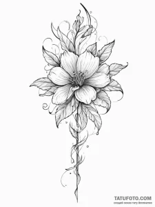 Tattoo sketch flower with a stem, tattoo sket... - эскиз тату (№1756189093_0, 26.08.2025 06:18) — Tatufoto.com