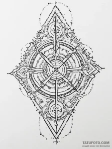 Tattoo sketch vegvisir and runes, artistic ta... - эскиз тату (№1756190302_0, 26.08.2025 06:38) — Tatufoto.com