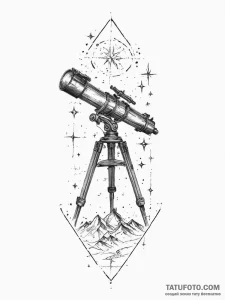 Tattoo sketch astronomer telescope and stars,... - эскиз тату (№1756191114_0, 26.08.2025 06:51) — Tatufoto.com