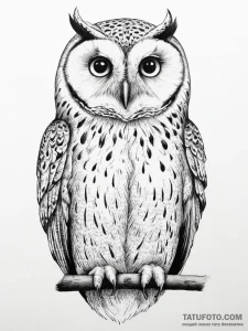 Tattoo sketch short-eared owl, ink illustrati... - эскиз тату (№1756191308_0, 26.08.2025 06:55) — Tatufoto.com