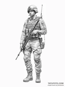 Tattoo sketch soldier with a needle - эскиз тату (№1756192313_0, 26.08.2025 07:11) — Tatufoto.com