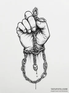 Tattoo sketch chained fist, ink illustration... - эскиз тату (№1756194164_0, 26.08.2025 07:42) — Tatufoto.com