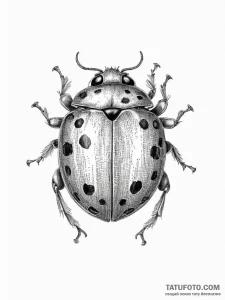 Tattoo sketch ladybug, ink illustration for t... - эскиз тату (№1756195166_0, 26.08.2025 07:59) — Tatufoto.com