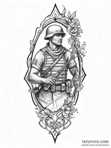 Tattoo sketch soldier with a scroll, tattoo f... - эскиз тату (№1756199397_0, 26.08.2025 09:09) — Tatufoto.com