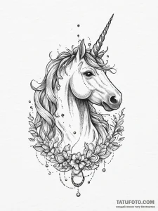 Tattoo sketch unicorn tattoo, ink illustratio... - эскиз тату (№1756200402_0, 26.08.2025 09:26) — Tatufoto.com