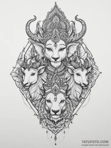 Tattoo sketch hindu gods with animal heads, t... - эскиз тату (№1756202208_0, 26.08.2025 09:56) — Tatufoto.com